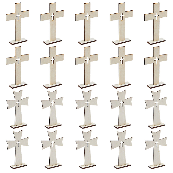 40 шт. 2 стили деревянные скульптуры для украшения витрин на Хэллоуин, для домашнего офисного стола, крестик