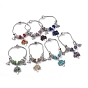 European Bracelets, with Brass Snake Chains, Polymer Clay Rhinestone European Beads, Gemstone Chips, Alloy European Beads & Pendants, Tree of Life & Elephant, with Cardboard Box