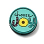 Silicone Beads, Focal Beads, Flat Round with Word Choose Joy Pattern