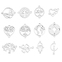 12шт 12 стили 201 подвески из нержавеющей стали, сердце и плоский круг с деревом и компасом, разнообразные