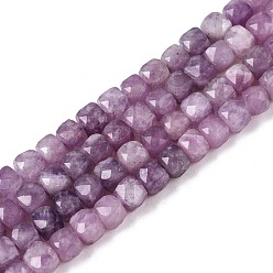 Lépidolite naturelle / mica mauve perles de rocaille, facette, cube