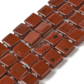 Natural Red Jasper Beads Strands, Square, with Seed Beads