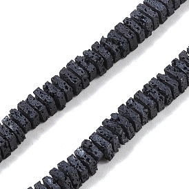 Frosted Natural Lava Rock Beads Strands, Square