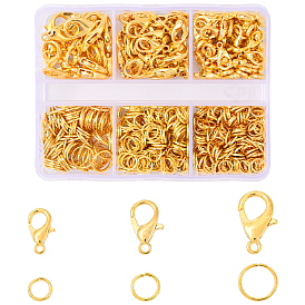 558 шт 3 стили железные открытые прыжковые кольца, с 120шт. 3 стилями застежек-карабинов из цинкового сплава