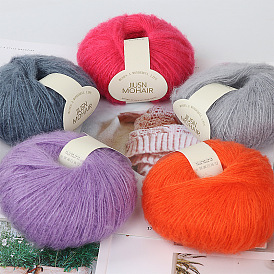 25G Angora Mohair Wool Fiber Knitting Yarn, for Shawl Scarf Doll Crochet Supplies, Round