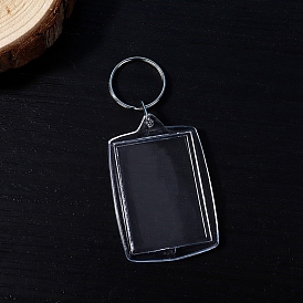 Acrylic Photo Frame Keychain, with Iron Split Key Rings, Rectangle