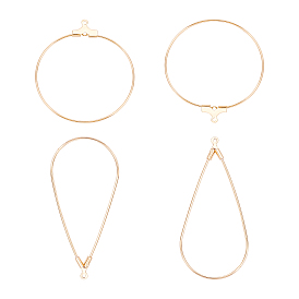 BENECREAT Brass Pendants, Long-Lasting Plated, Nickel Free, Open Teardrop & Ring