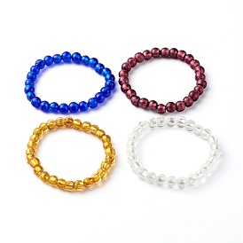 Handmade Silver Foil Glass Beaded Stretch Bracelets