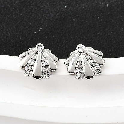 Серьги-гвоздики из латунного микро-паве, формы раковины