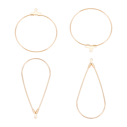 Brass Pendants, Long-Lasting Plated, Nickel Free, Open Teardrop & Ring