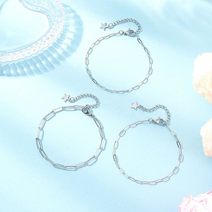 3шт 304 браслеты из нержавеющей стали, с латунными цепочками для скрепок