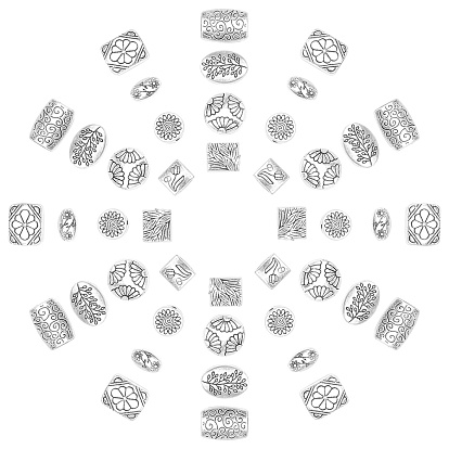 Tibetan Style Alloy Beads, Oval & Flat Round & Rectangle