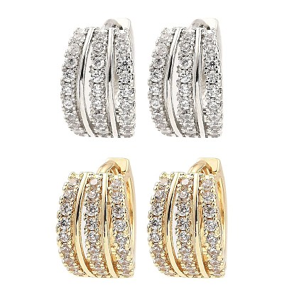 Серьги-кольца из латуни с фианитами