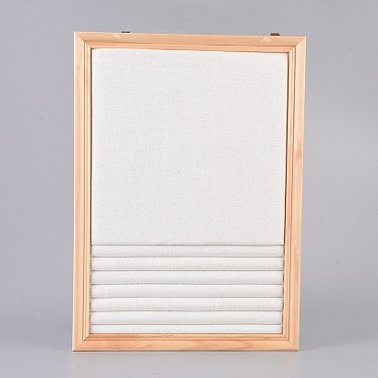 Linen Slotted Ring Display Stand, with Wood Frame, Rectangle