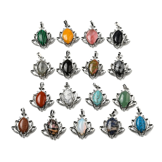 Драгоценный камень подвески, подвески-цветы со стойкой, фурнитура из латуни, платина, без кадмия и без свинца