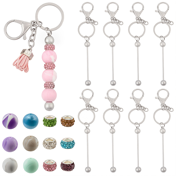 Сделай сам наборы для ключей, в том числе брелок из бисера из сплава, стразами из полимерной глины и силиконовыми бусинами