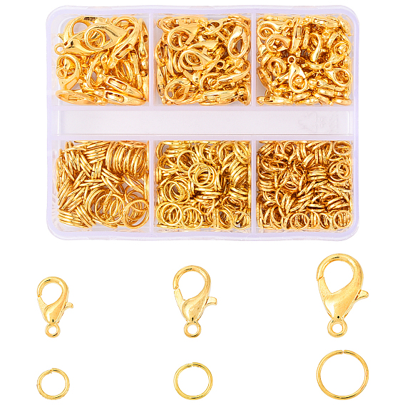 558 шт 3 стили железные открытые прыжковые кольца, с 120шт. 3 стилями застежек-карабинов из цинкового сплава