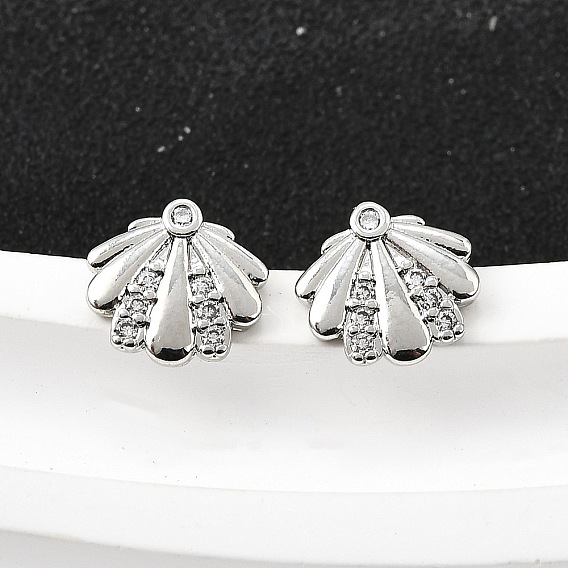 Серьги-гвоздики из латунного микро-паве, формы раковины