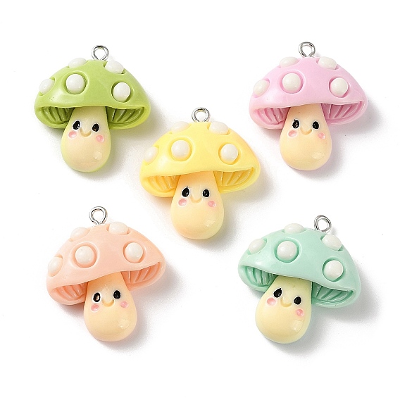 Милые подвески из непрозрачной смолы, гриб, с железной платиной петлей
