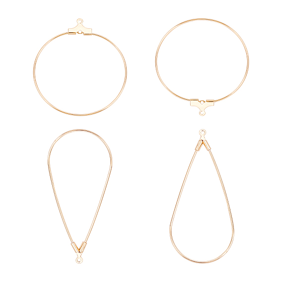 Brass Pendants, Long-Lasting Plated, Nickel Free, Open Teardrop & Ring