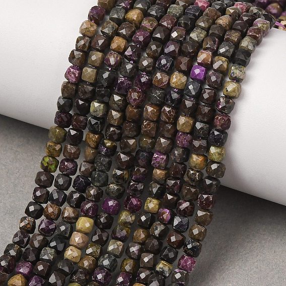 Natural Atlantisite Stichtite Beads Strands, Cube, Faceted