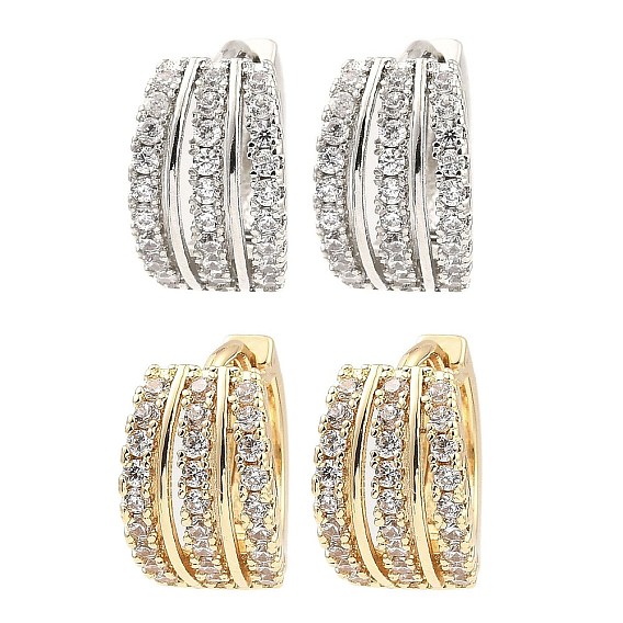 Серьги-кольца из латуни с фианитами