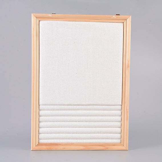Linen Slotted Ring Display Stand, with Wood Frame, Rectangle