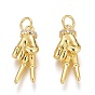 Colgantes asl de circonita cúbica transparente micro pavé de latón, encantos de la mano de la paz, larga duración plateado, con anillos de salto, sí colgantes de gestos