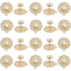 304 Выводы серьги из нержавеющей стали шпилька, с петлей и ушными гайками / серьгами, цветок