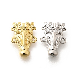 Rack Plating Brass Flower Animal Connector Charms, Long-Lasting Plated, Lead Free & Cadmium Free