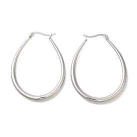 304 Stainless Steel Oval Hoop Earrings for Women