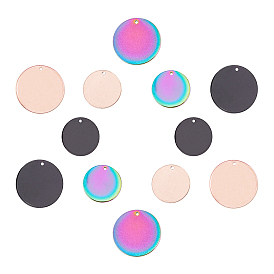 12 шт. 2 размер 3 цвета вакуумное покрытие pvd 304 подвески из нержавеющей стали, штамповка заготовок тегов, плоско-круглые