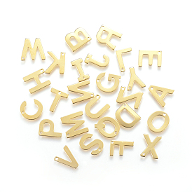 304 inoxydable charmes de lettre d'acier, breloques initiales, breloques alphabet pour la fabrication de bijoux