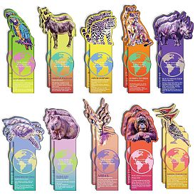 20 Sheets Cartoon Paper Bookmark, Endangered Animals Bookmarks for Booklover, Rectangle