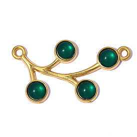 304 из нержавеющей стали Cat Eye подвески, ветки прелести, ионное покрытие (ip), зеркальная полировка, реальный 18 k позолоченный