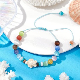 Cat Eye Beads & Synthetic Turquoise & Coconut Beads & Natural Freshwater Beads Braided Bead Bracelets