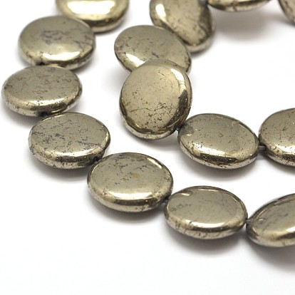 Flat Round Natural Pyrite Beads Strands
