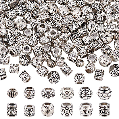 120 шт 12 стили европейские бусины из сплава в тибетском стиле, бусины с большим отверстием, без кадмия и без свинца, разнообразные