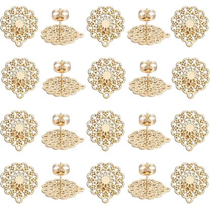 304 Выводы серьги из нержавеющей стали шпилька, с петлей и ушными гайками / серьгами, цветок