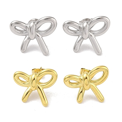 304 серьги-гвоздики из нержавеющей стали для женщин, бантом