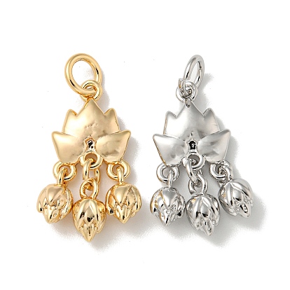 Messing Anhänger & Charms, Cadmiumfrei und Nickel frei und Bleifrei, mit Ringe springen, Blume