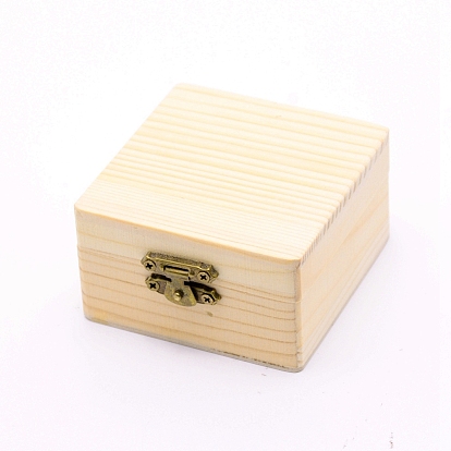 Pinewood Box, Flip Cover Box, with Iron Clasp, Rectangle