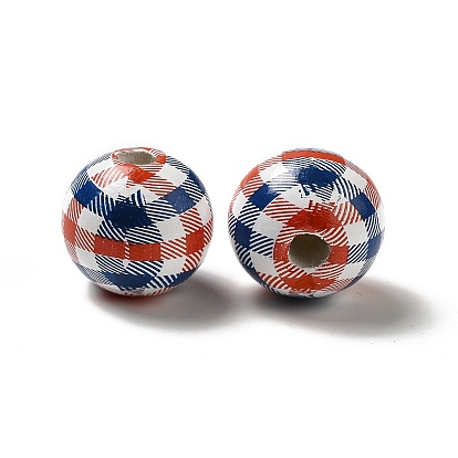 Thème de la fête de l'indépendance bois de schima perles européennes, Perles avec un grand trou   , ronde