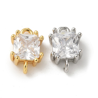 Подвески из латуни с микропаве из циркония, без кадмия, без никеля и без свинца, прямоугольник амулеты