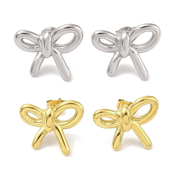 304 серьги-гвоздики из нержавеющей стали для женщин, бантом