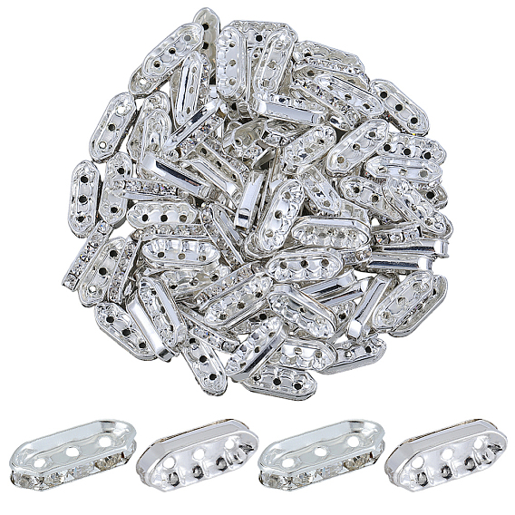 100шт. разделительные планки из сплава с кристаллами и стразами, 3-луночное, овальные