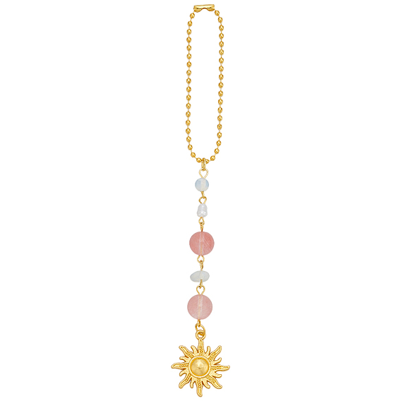 Подвески из сплава «солнце», со стеклянными бусинами, для подвесного украшения на зеркало заднего вида автомобиля