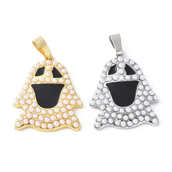 Латунь эмаль подвески, с ABS имитации жемчуга, стойки покрытие, долговечный, без свинца и без кадмия, призрачное очарование