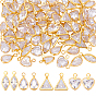 80Pcs 4 Styles Brass Micro Pave Cubic Zirconia Charms, Golden