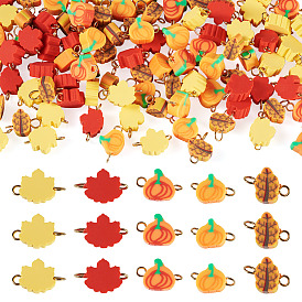 100 шт. подвески-коннекторы из полимерной глины ручной работы на осеннюю тему, с 304 фурнитурой из нержавеющей стали, разнообразные, золотые